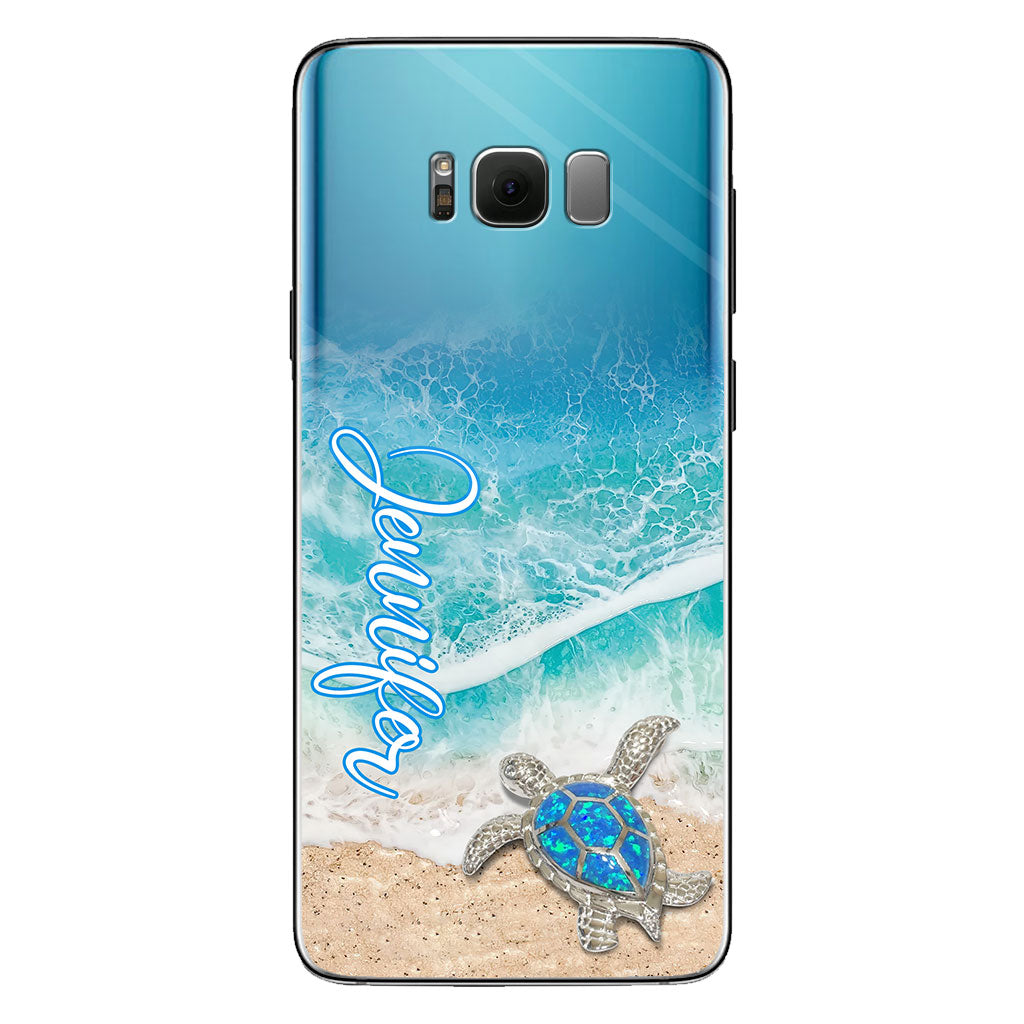 Coque de téléphone transparente personnalisée avec une tortue pour les amoureux des tortues