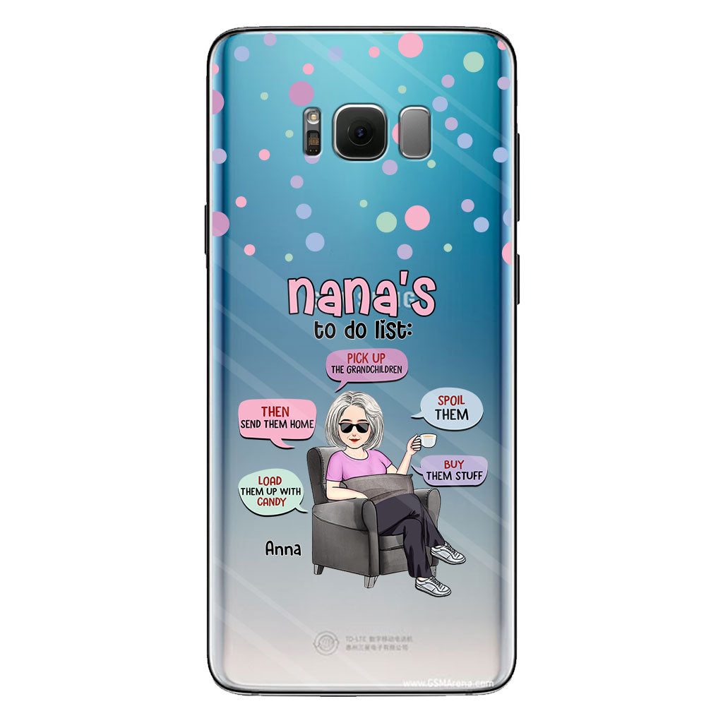 Liste de choses à faire de mamie - Coque de téléphone transparente personnalisée pour grand-mère