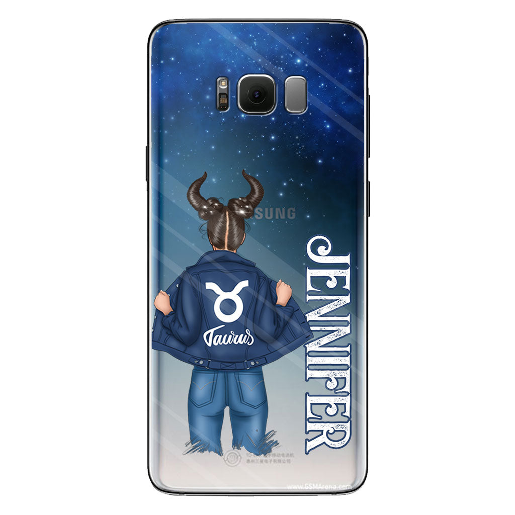 Coque de téléphone transparente Zodiac Denim Girl - Horoscope personnalisé