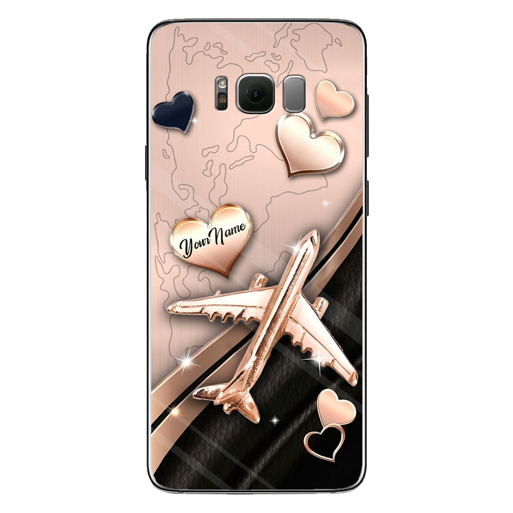 Airplane Rose Gold - Personalized Travelling Phone Case With 3D Pattern Print