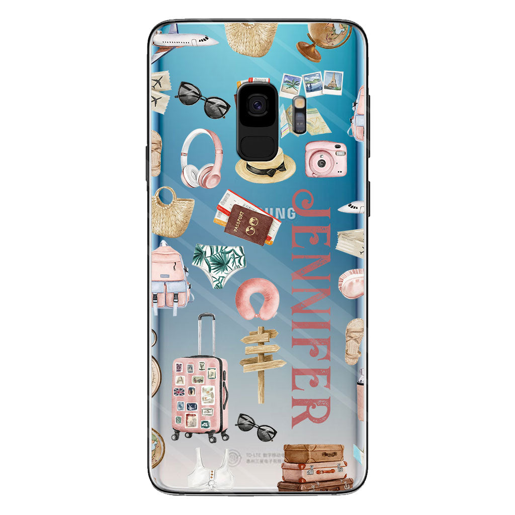 Une fille qui adore voyager - Coque de téléphone transparente de voyage personnalisée