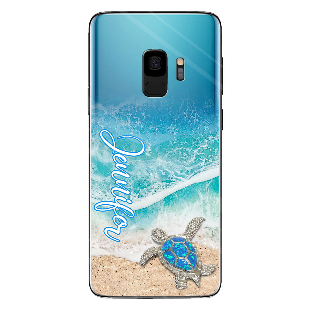 Coque de téléphone transparente personnalisée avec une tortue pour les amoureux des tortues