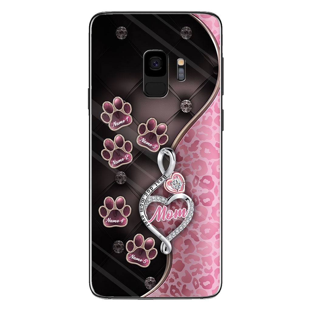 Meilleure maman de chien du monde, or rose - Coque de téléphone personnalisée pour chien pour la fête des mères