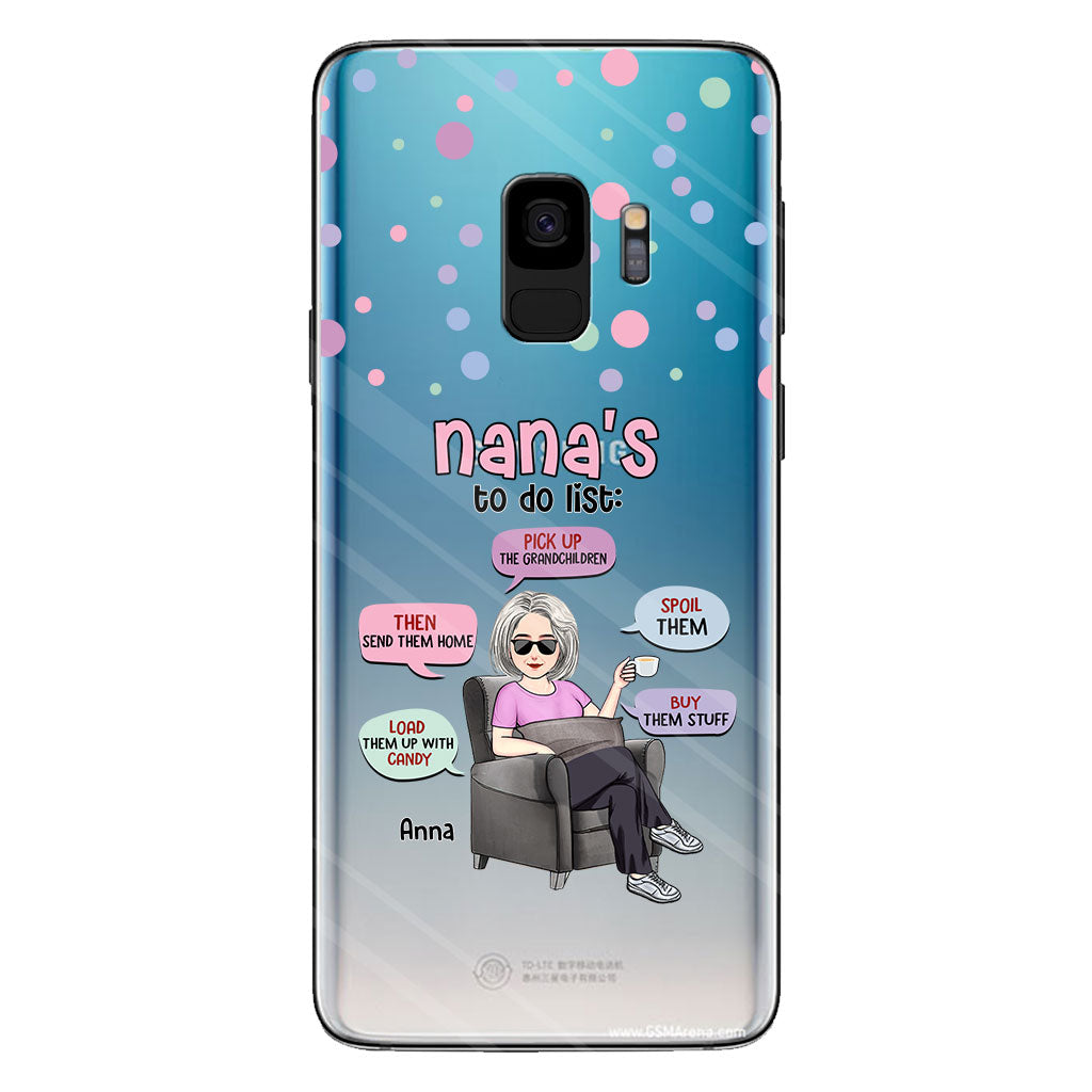 Liste de choses à faire de mamie - Coque de téléphone transparente personnalisée pour grand-mère