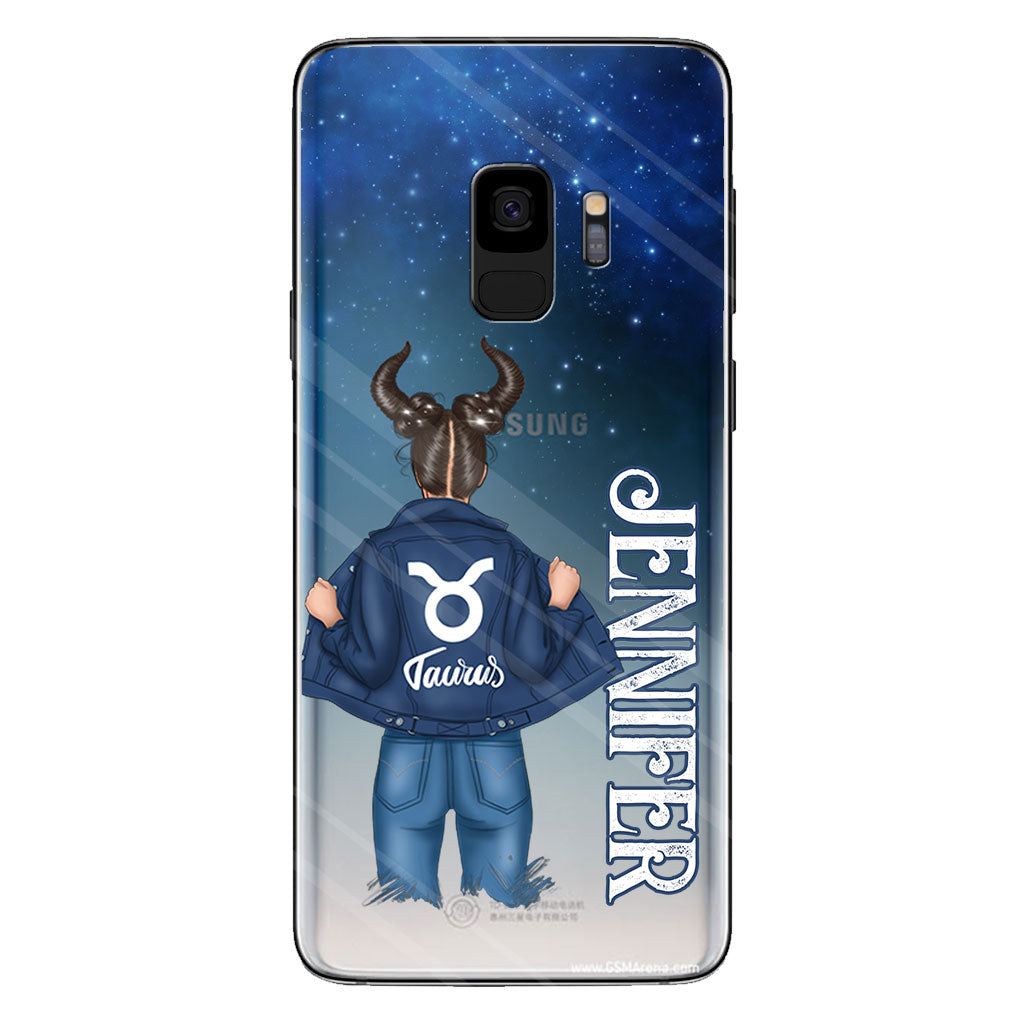 Coque de téléphone transparente Zodiac Denim Girl - Horoscope personnalisé