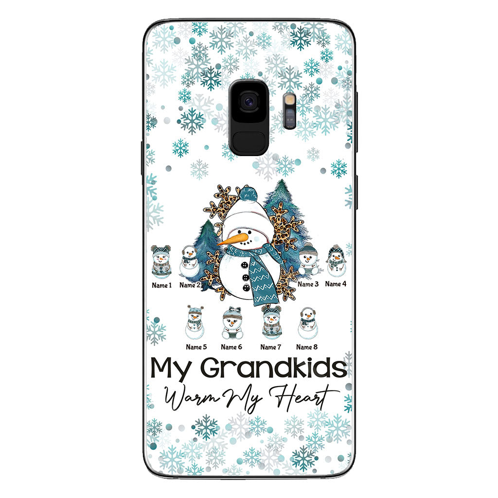 Mes petits-enfants me font chaud au cœur - Coque de téléphone personnalisée de Noël pour grand-mère