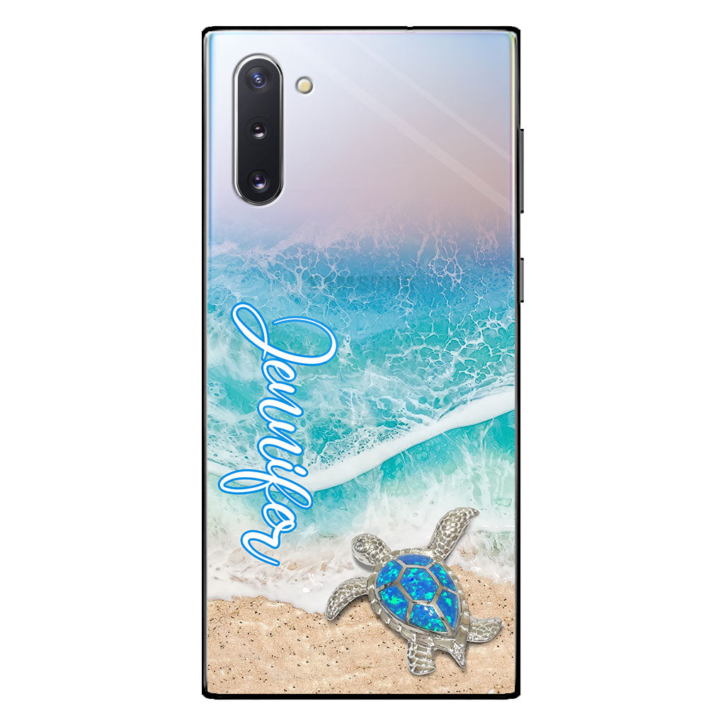 Coque de téléphone transparente personnalisée avec une tortue pour les amoureux des tortues