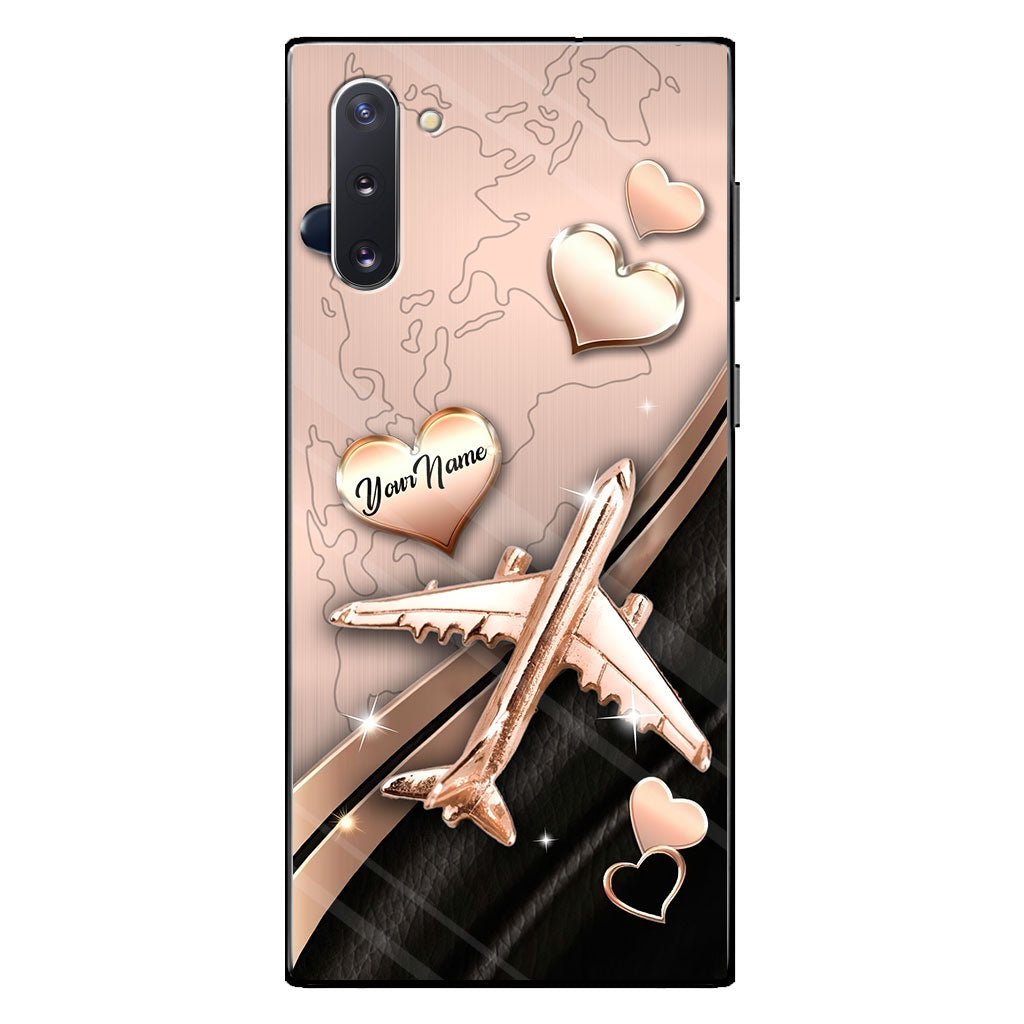 Airplane Rose Gold - Personalized Travelling Phone Case With 3D Pattern Print