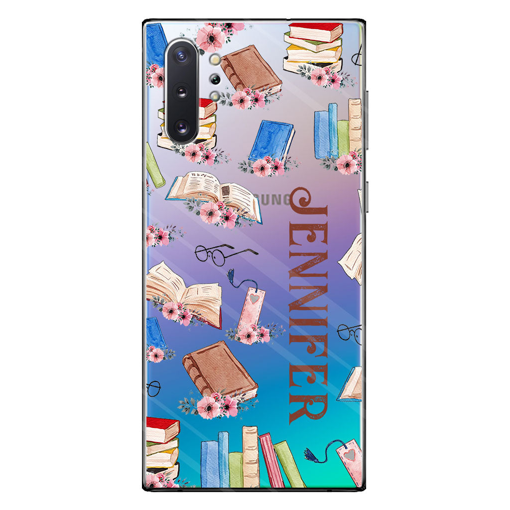 Une fille qui aime les livres - Coque de téléphone transparente personnalisée avec un livre