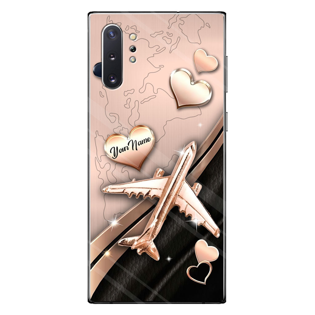 Airplane Rose Gold - Personalized Travelling Phone Case With 3D Pattern Print