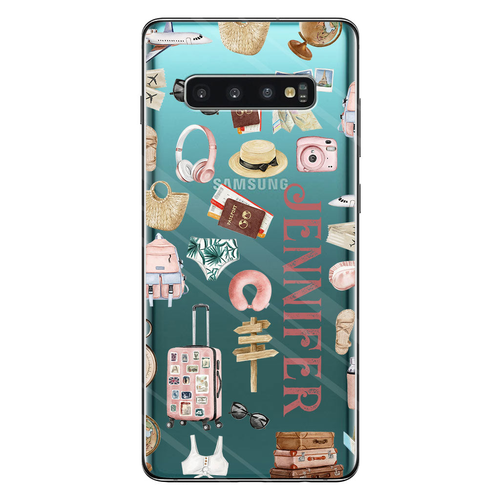 Une fille qui adore voyager - Coque de téléphone transparente de voyage personnalisée