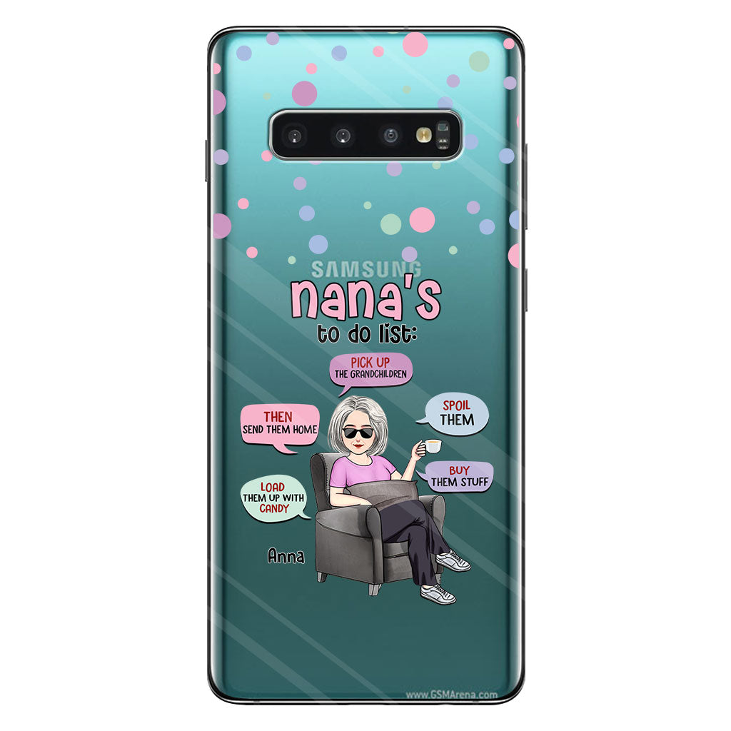 Liste de choses à faire de mamie - Coque de téléphone transparente personnalisée pour grand-mère