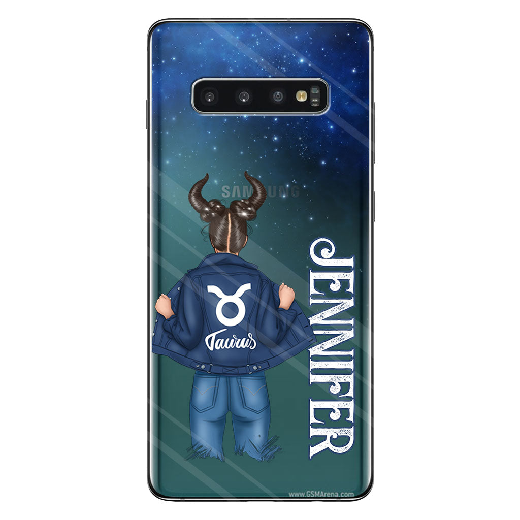 Coque de téléphone transparente Zodiac Denim Girl - Horoscope personnalisé