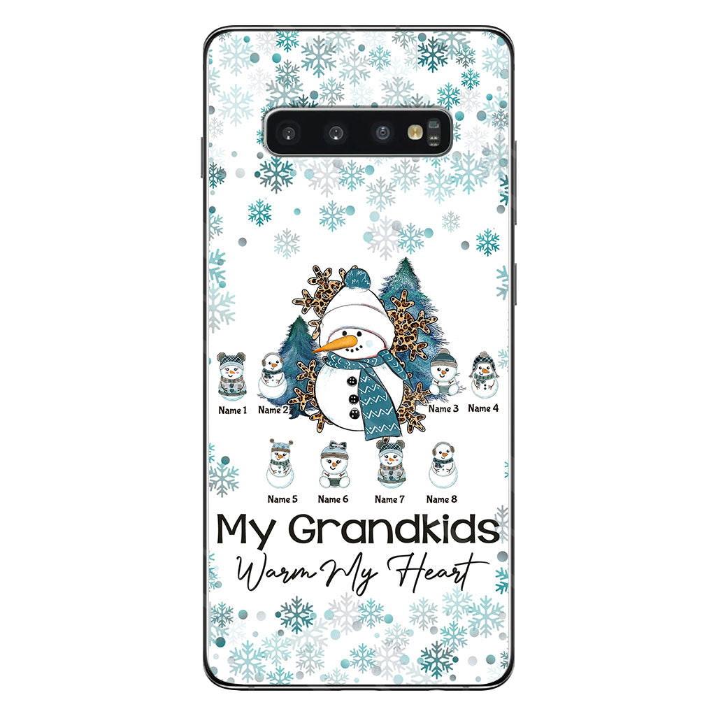 Mes petits-enfants me font chaud au cœur - Coque de téléphone personnalisée de Noël pour grand-mère