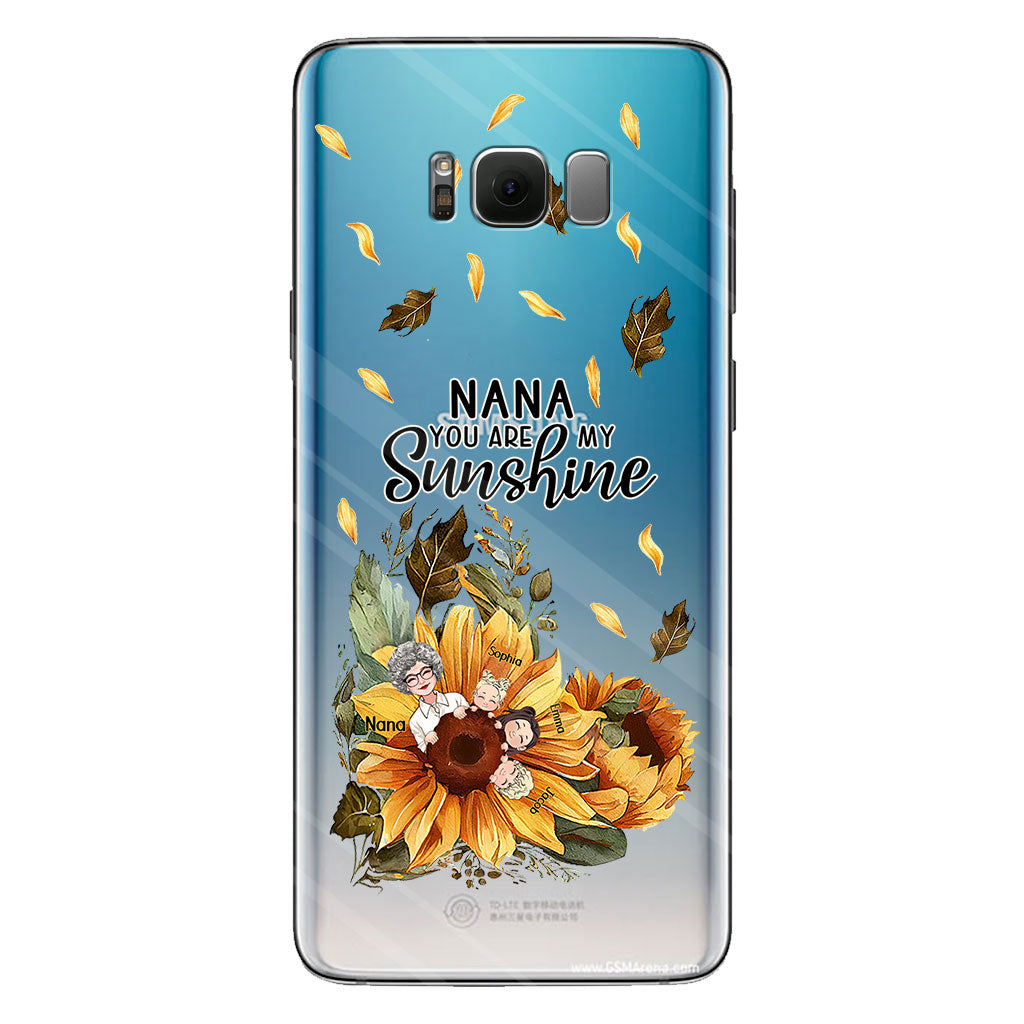 Mamie, tu es mon rayon de soleil - Coque de téléphone transparente personnalisée pour grand-mère
