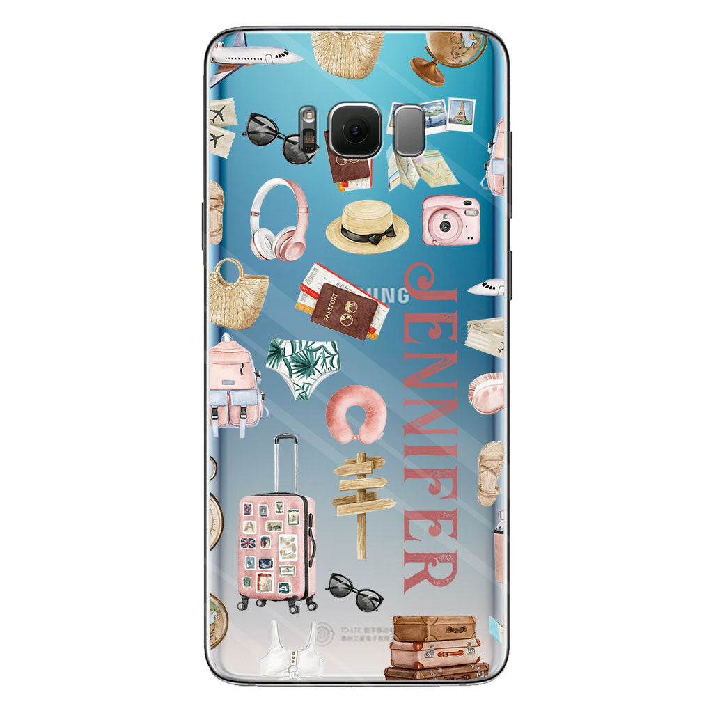 Une fille qui adore voyager - Coque de téléphone transparente de voyage personnalisée