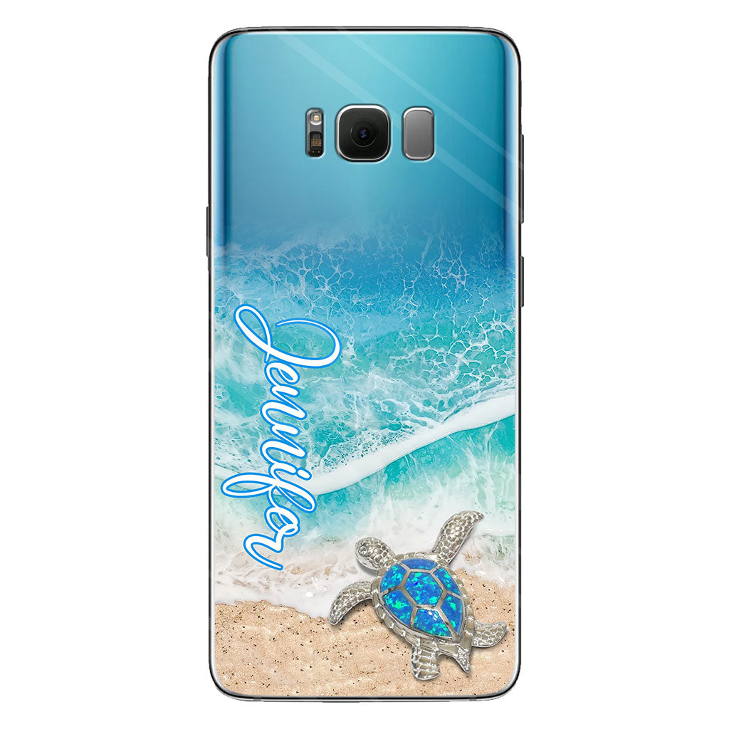 Coque de téléphone transparente personnalisée avec une tortue pour les amoureux des tortues