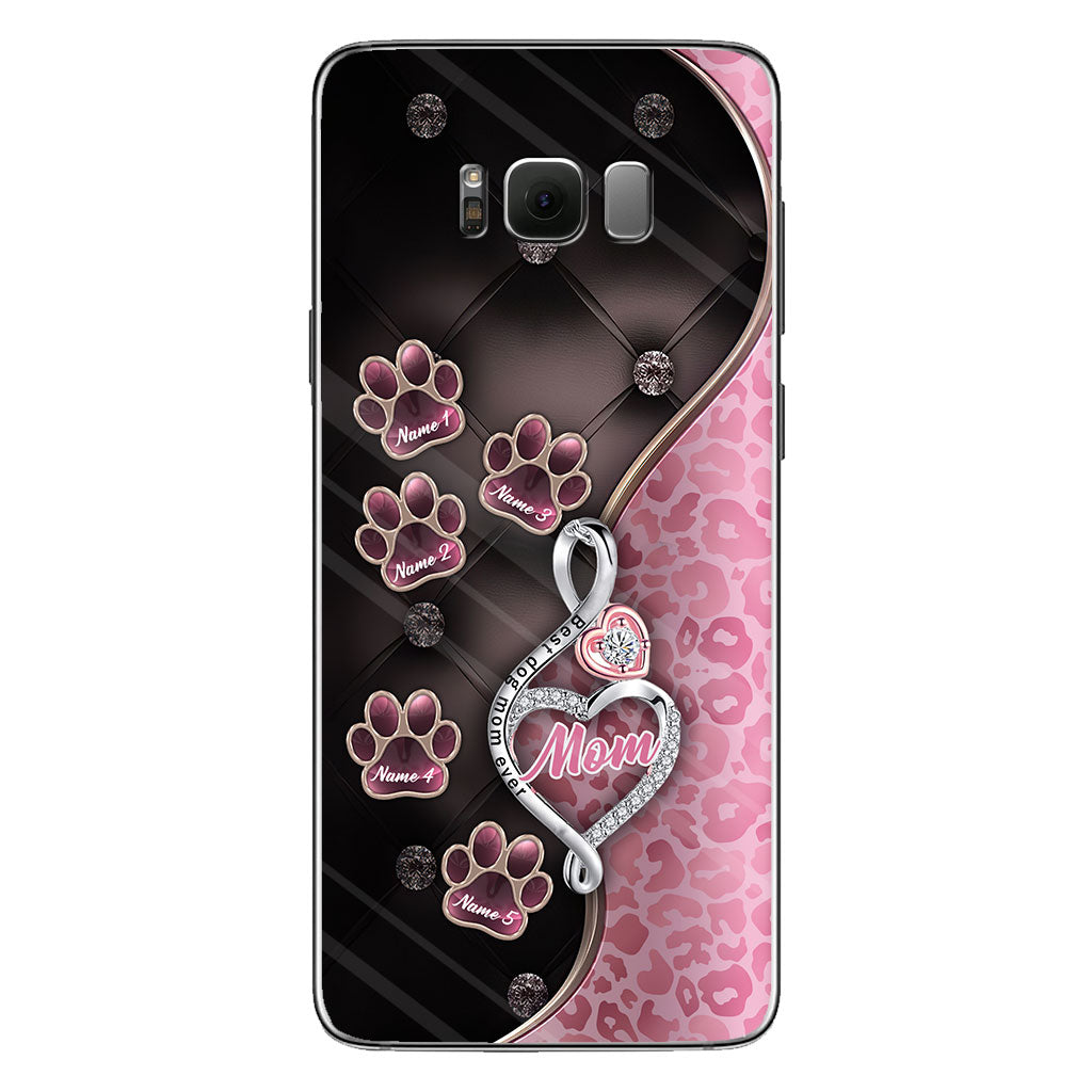Meilleure maman de chien du monde, or rose - Coque de téléphone personnalisée pour chien pour la fête des mères