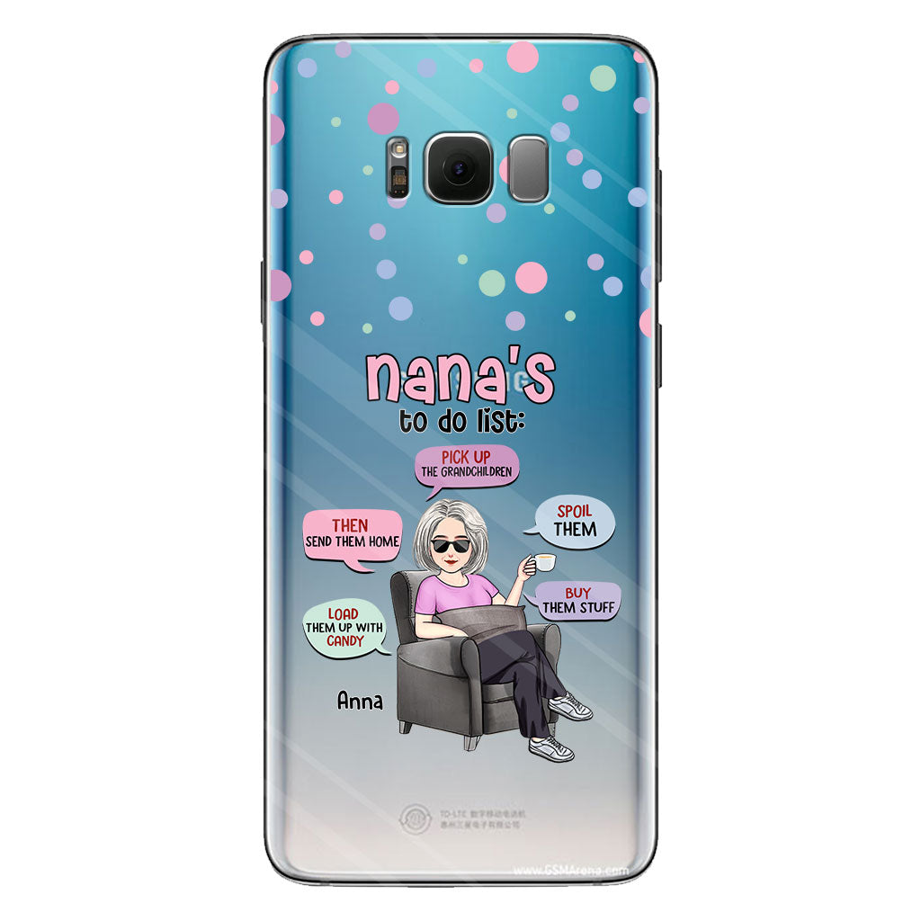 Liste de choses à faire de mamie - Coque de téléphone transparente personnalisée pour grand-mère