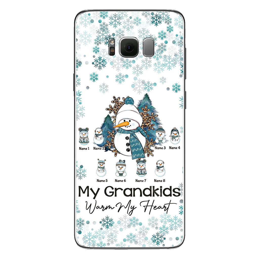 Mes petits-enfants me font chaud au cœur - Coque de téléphone personnalisée de Noël pour grand-mère