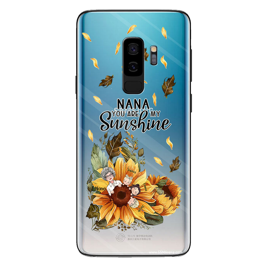 Mamie, tu es mon rayon de soleil - Coque de téléphone transparente personnalisée pour grand-mère