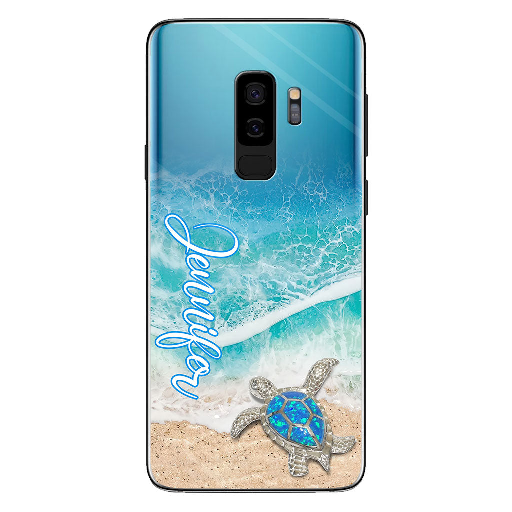 Coque de téléphone transparente personnalisée avec une tortue pour les amoureux des tortues