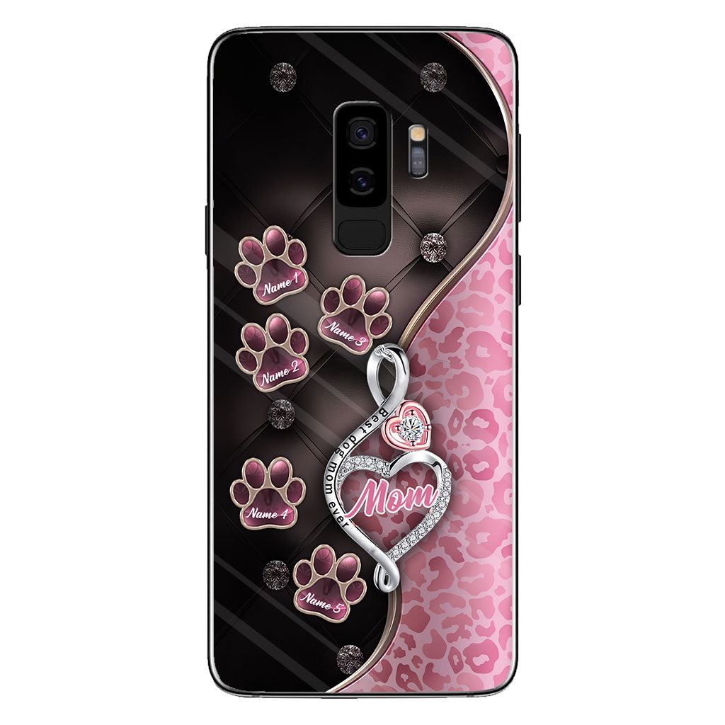 Meilleure maman de chien du monde, or rose - Coque de téléphone personnalisée pour chien pour la fête des mères
