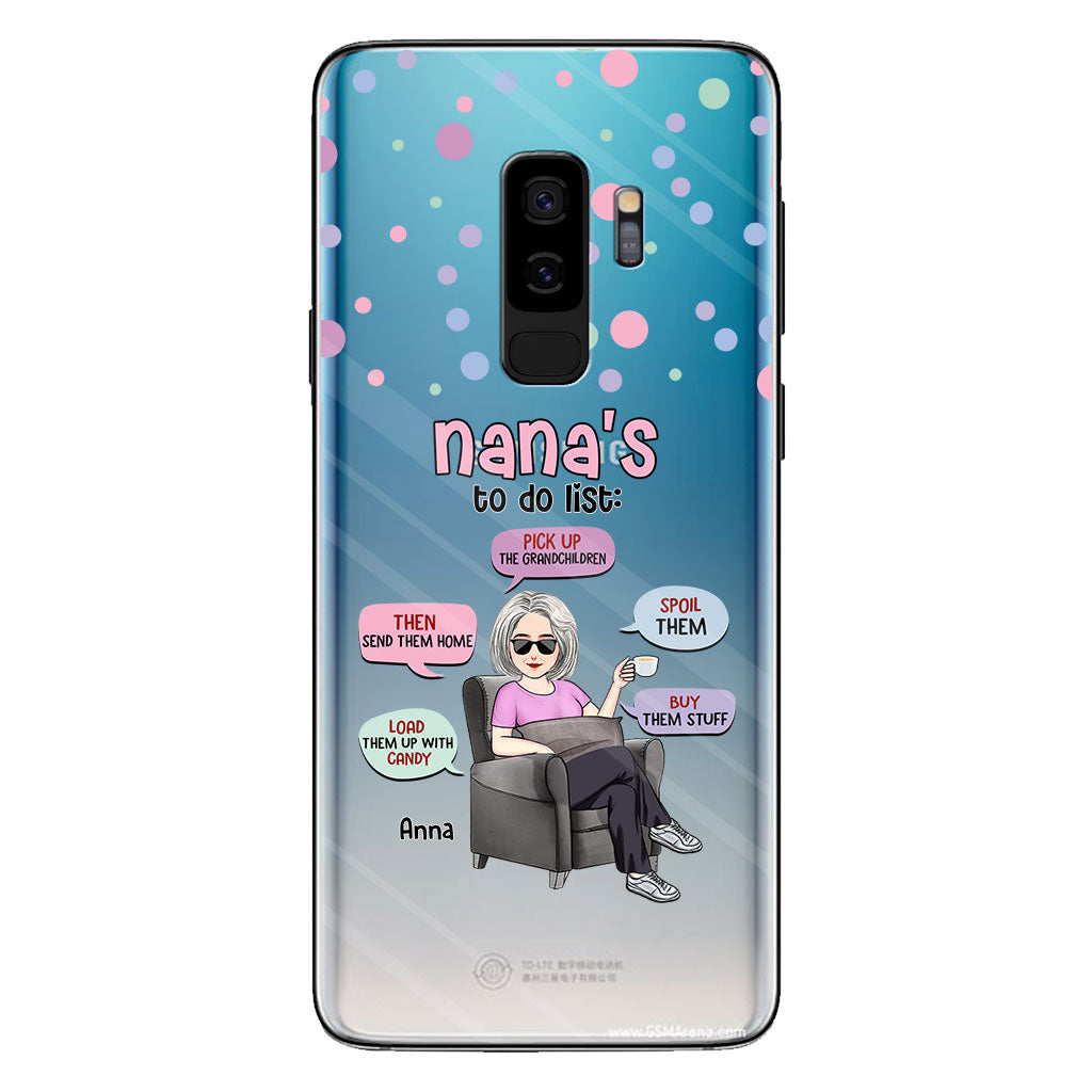 Liste de choses à faire de mamie - Coque de téléphone transparente personnalisée pour grand-mère