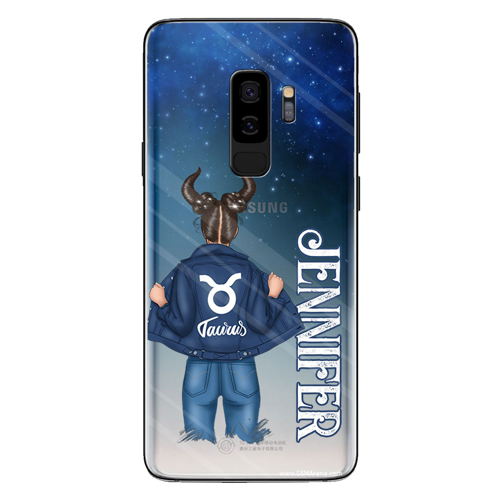 Coque de téléphone transparente Zodiac Denim Girl - Horoscope personnalisé