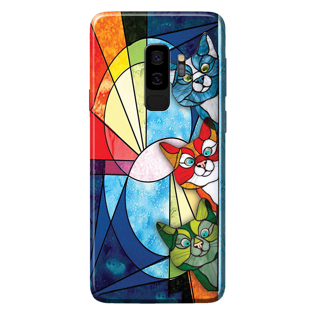 Coque de téléphone à motif vitrail « Chats qui regardent » - Chat