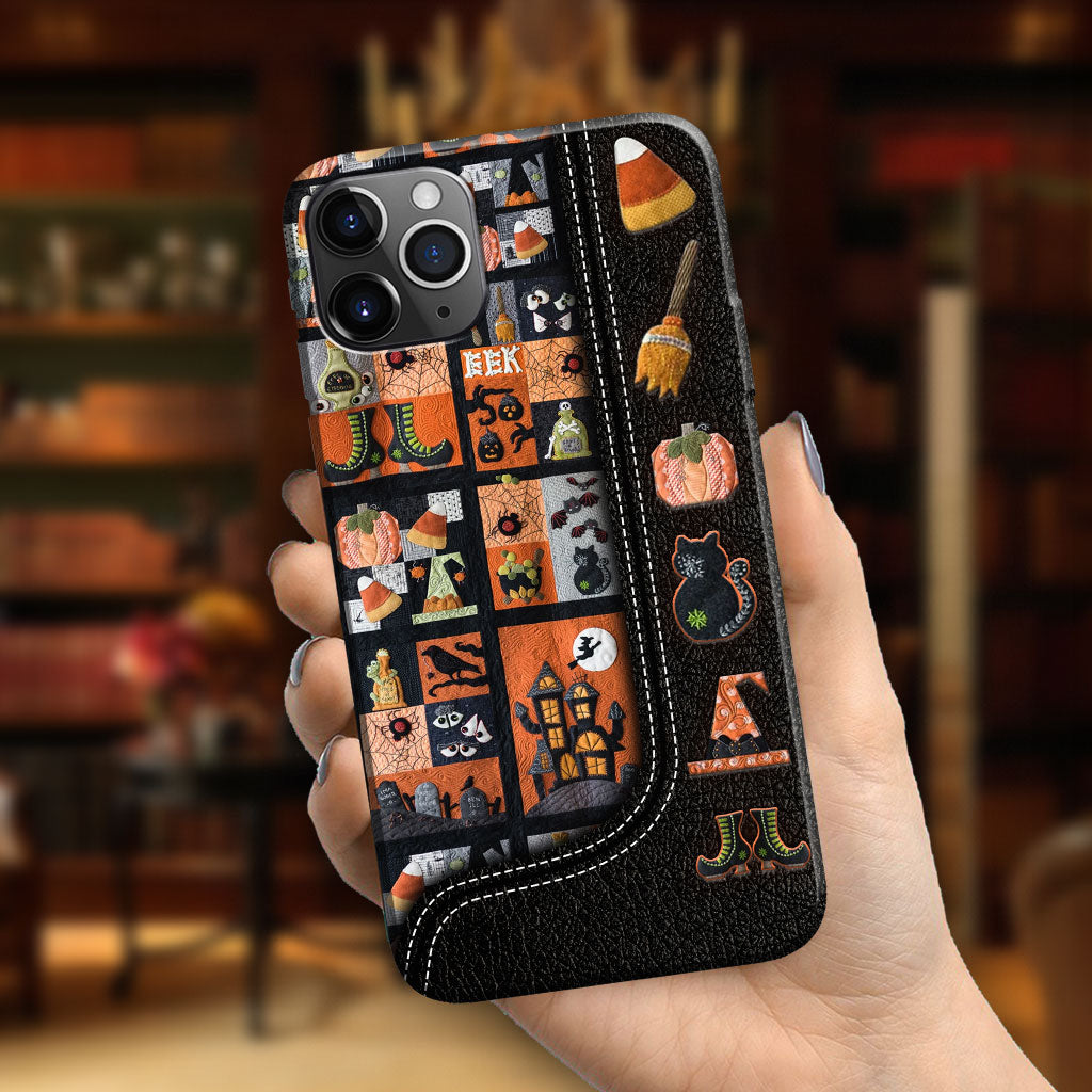 Mon balai est cassé, alors maintenant je fais du patchwork. Coque de téléphone personnalisée Halloween