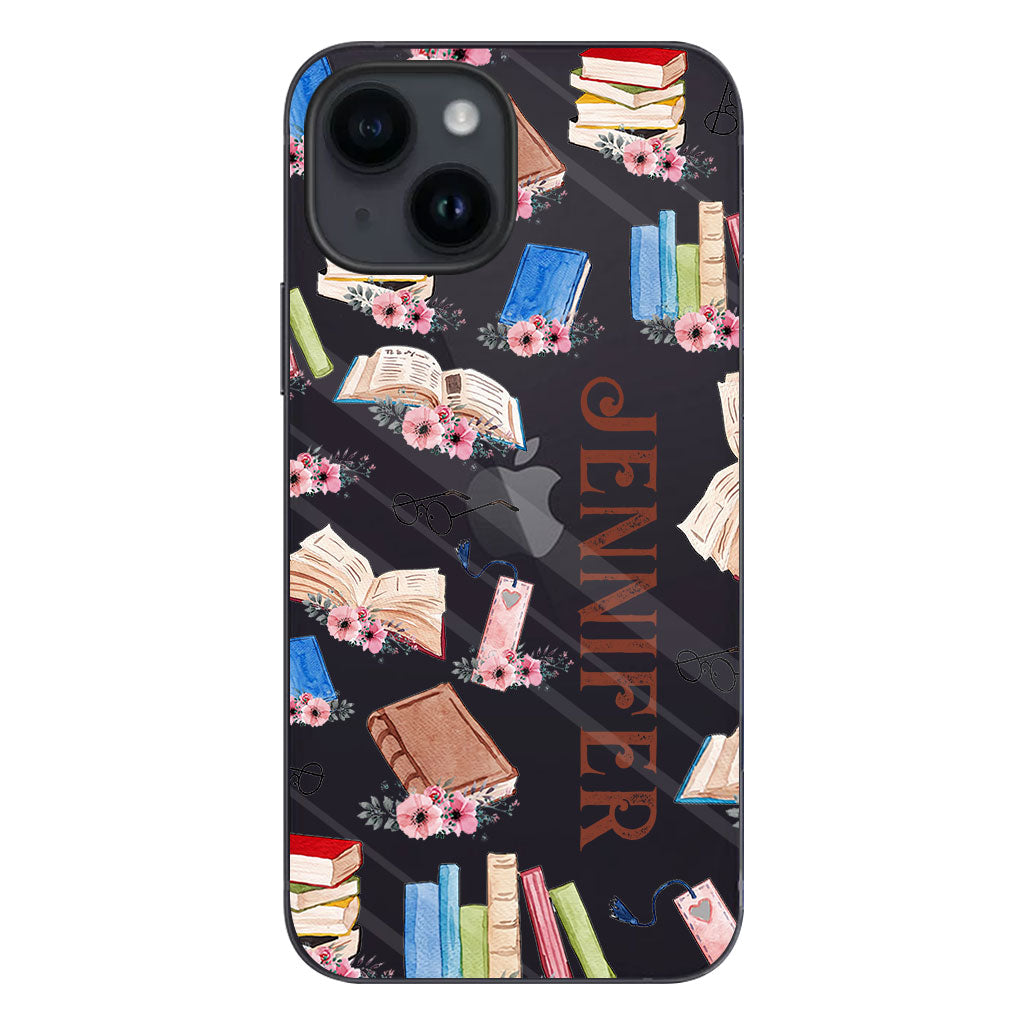 Une fille qui aime les livres - Coque de téléphone transparente personnalisée avec un livre