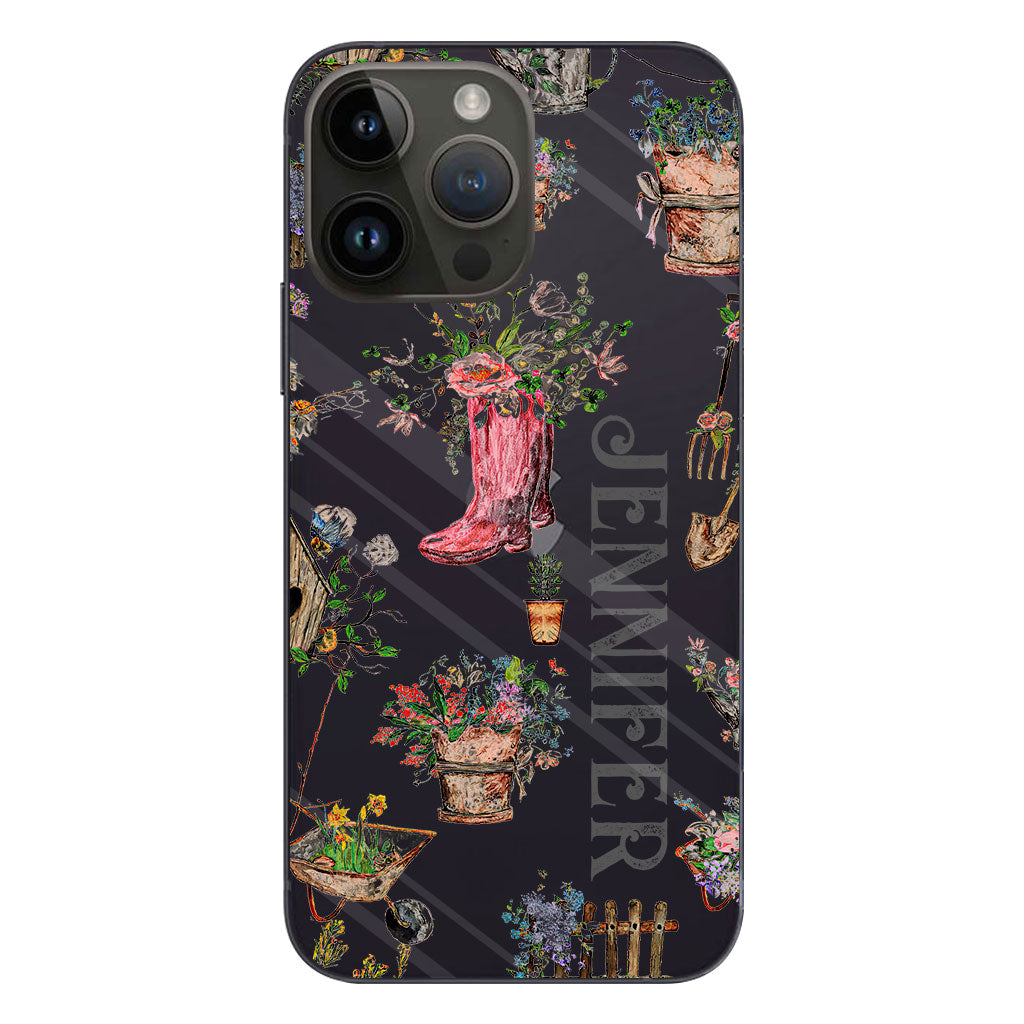 Jolis articles de jardinage - Coque de téléphone transparente personnalisée sur le thème du jardinage