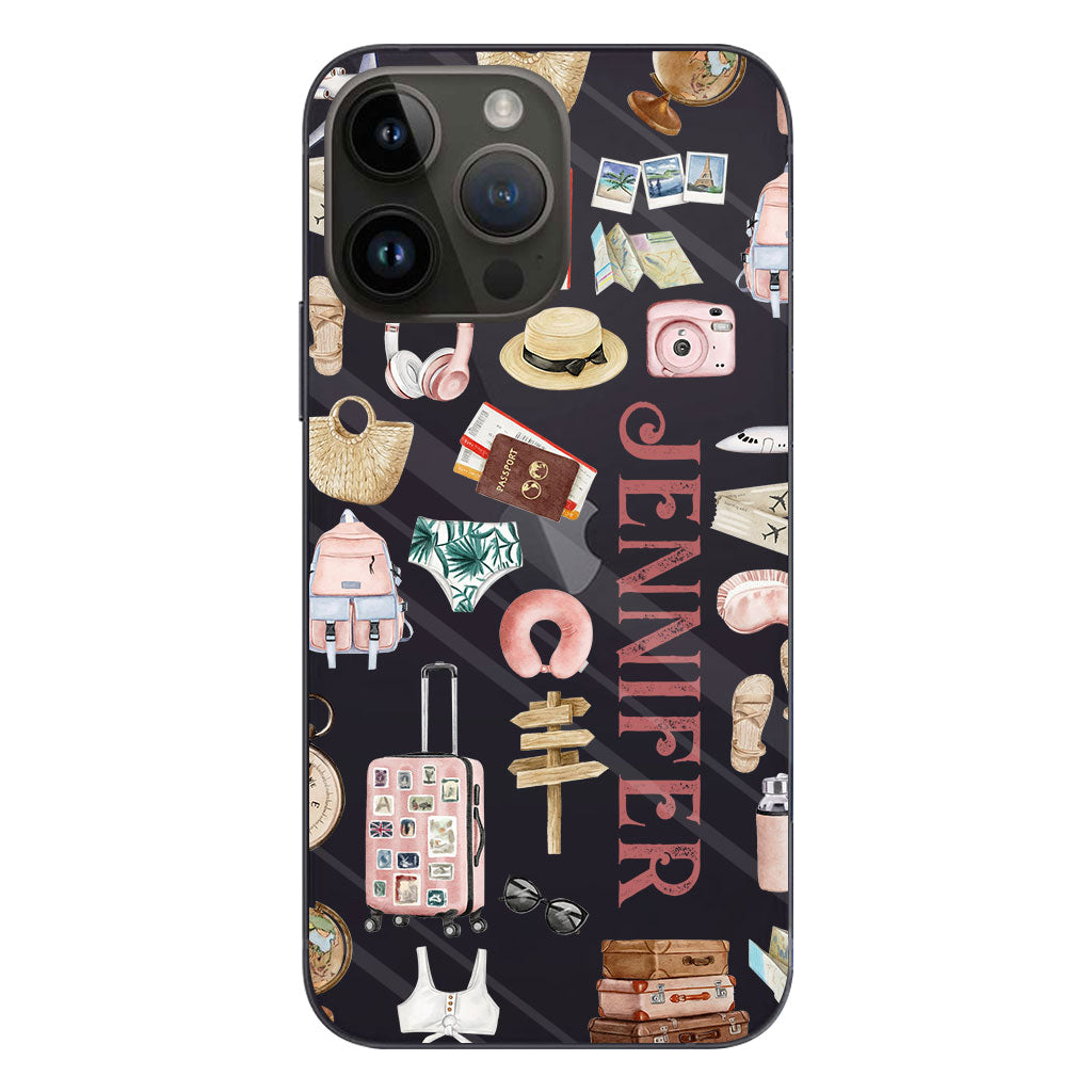 Une fille qui adore voyager - Coque de téléphone transparente de voyage personnalisée