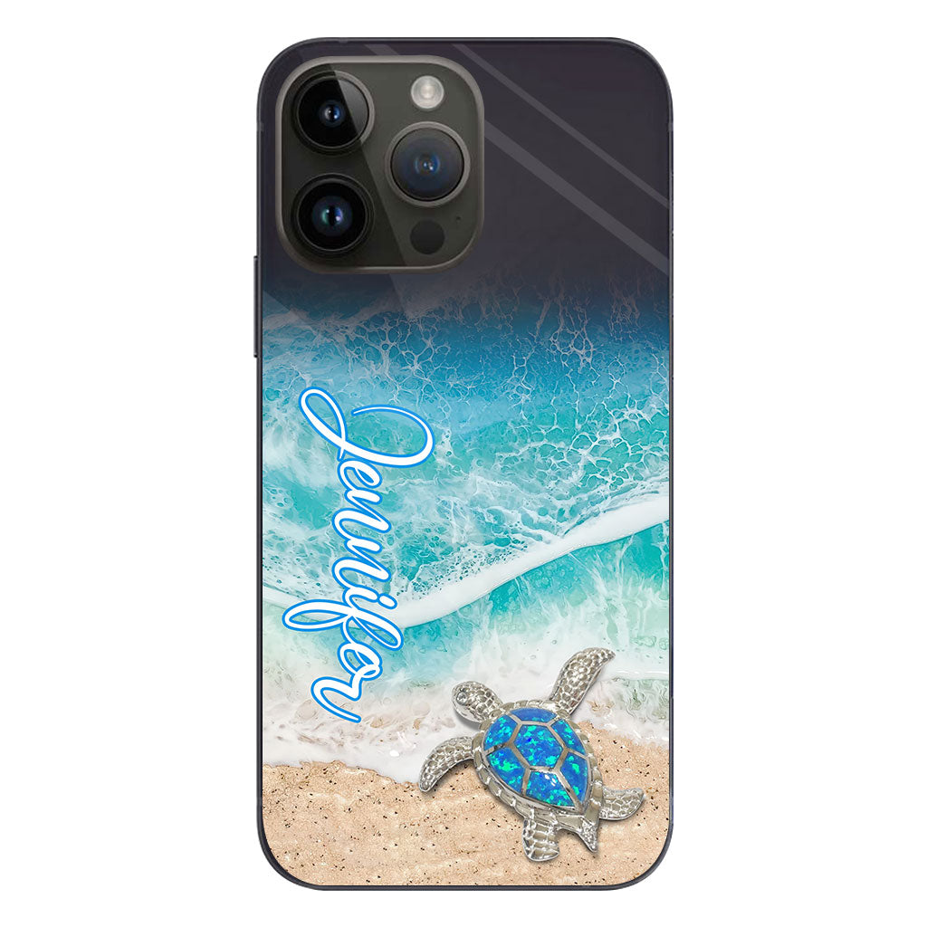 Coque de téléphone transparente personnalisée avec une tortue pour les amoureux des tortues
